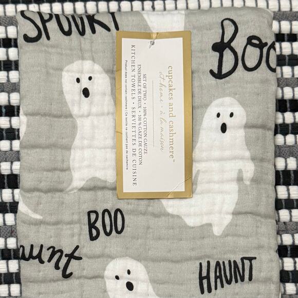 NEW | Cupcakes & Cashmere | Halloween Spooky Boo Ghost Kitchen Hand Towels Set - Picture 1 of 3